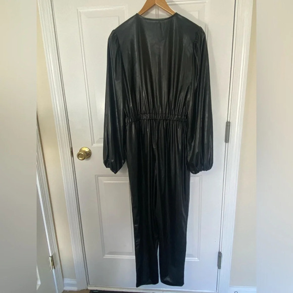 Women’s Ramy Brook long sleeve faux leather jumpsuit with pockets size small - Picture 9 of 9